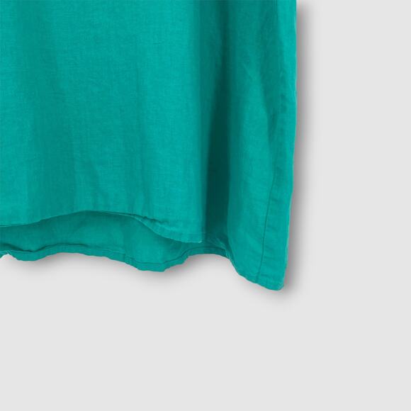 FLAX 100% Linen Sleeveless Shift Dress Teal Women’s Size Medium - Picture 3 of 6